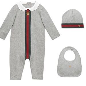 Gucci Baby One Piece Set with Hat and Bib size 6-9 months